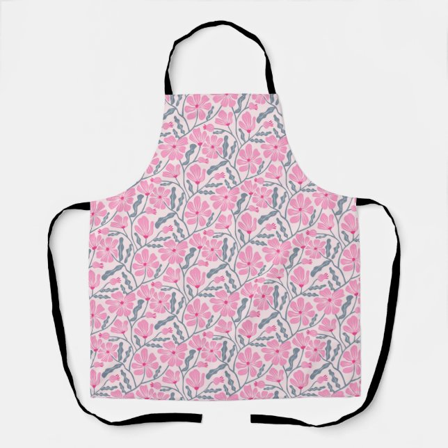 Boho Pink Abstract Floral Pattern Apron (Front)