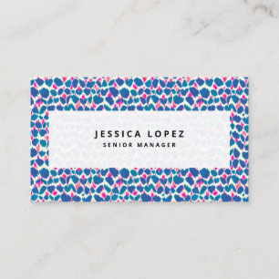 Boho Pink and Blue Brushstroke Business Card