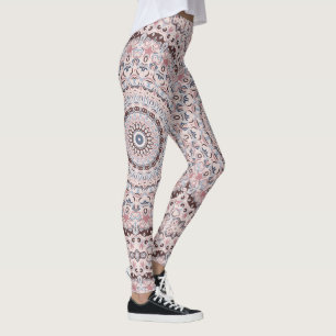 Boho Pink and Blue Mandala Pattern Leggings