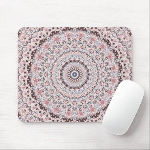 Boho Pink and Blue Mandala Pattern Mouse Mat