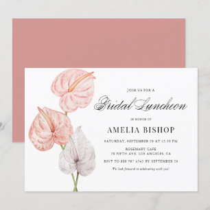 Boho Pink Anthuriums Tropical Bridal Luncheon Invitation