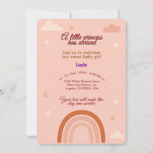 Boho Pink Baby Shower Invite