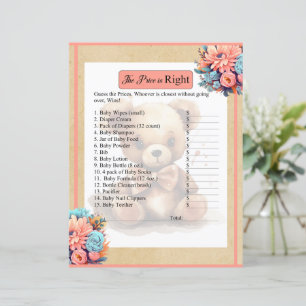 Boho Pink Bear Baby Price is Right Game