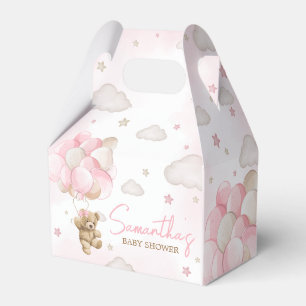 Boho Pink Bear Balloon Baby Shower Favour Box