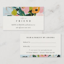Boho Pink Blue Green Painted Floral Refer A Friend