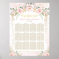 Boho Pink Blush Floral Girl Baby Shower Seating