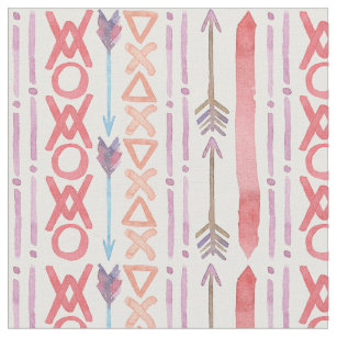 Modern pastel pink grey arrow brushstrokes pattern fabric