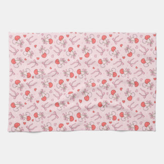 Boho Pink Bow & Berries Tea Towel