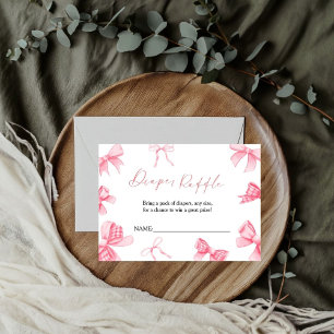 Boho Pink Bow  Daiper Raffle for baby Shower Card