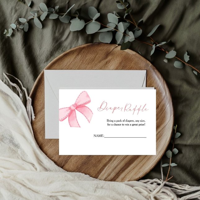 Boho Pink Bow  Daiper Raffle for baby Shower Card (Creator Uploaded)