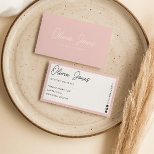 Boho Pink Branding Modern Calligraphy Trendy Girly Business Card