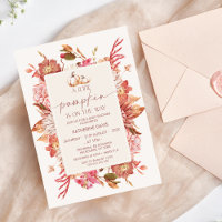 Boho Pink Brown Fall Little Pumpkin Baby Shower