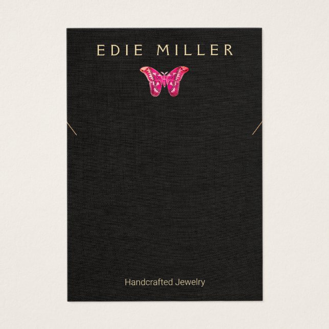 Boho Pink Butterfly Necklace Bracelet Display Card (Front)