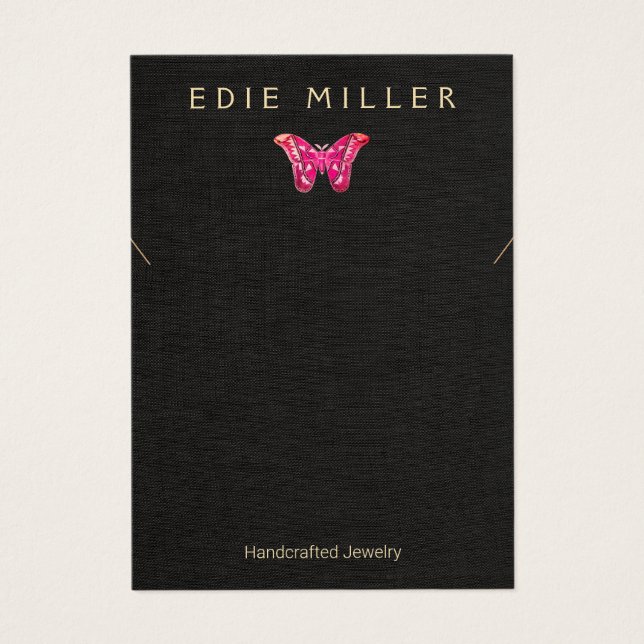 Boho Pink Butterfly Necklace Bracelet Display Card (Front)