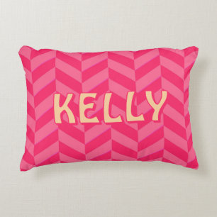 Boho Pink Chevron Ikat Inspired Pattern Red Accent Decorative Cushion