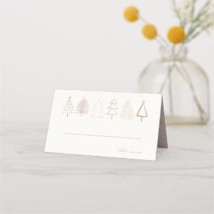 Boho Pink Christmas Trees Holiday Place Card