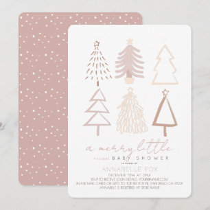 Boho Pink Christmas Trees Virtual Baby Shower Invitation