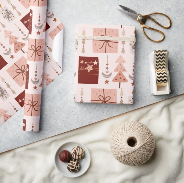 Boho Pink Christmas Wrapping Paper (Crafts)