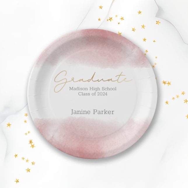 Boho Pink Class Year Graduation Party Paper Plate (Creator Uploaded)