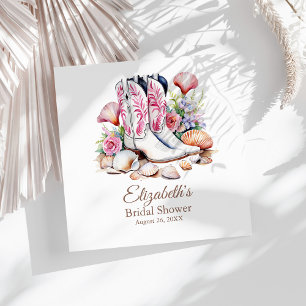 Boho Pink Coastal Cowgirl Boots Bridal Shower Napkin