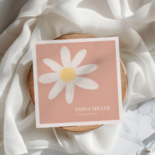 Boho Pink Daisy Floral Napkins