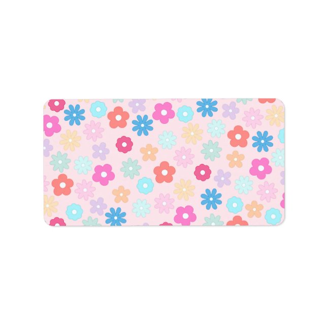 Boho Pink Daisy Flowers Pattern Label (Front)
