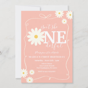 Boho Pink Daisy Isn't She ONEderful Handdrawn Invitation