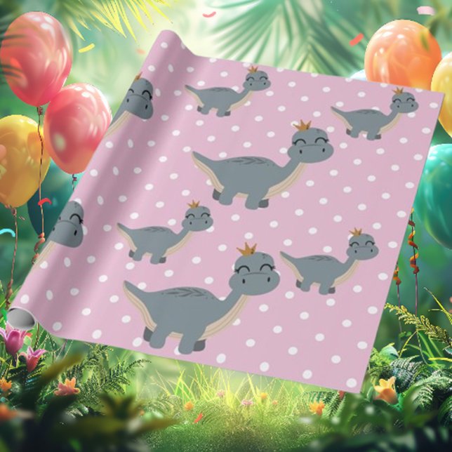  Boho Pink Dinosaur Party Wrapping Paper (Transform your gifts with our enchanting Boho Pink Dinosaur Party Wrapping Paper!)