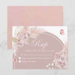 Boho Pink Dusty Arch Quinceanera Rsvp Card