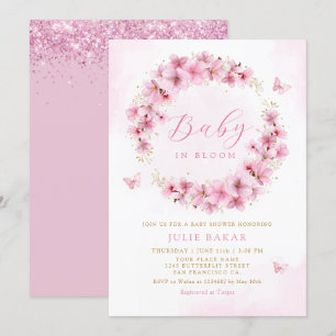Boho Pink Floral Baby in Bloom Girl Baby Shower Invitation