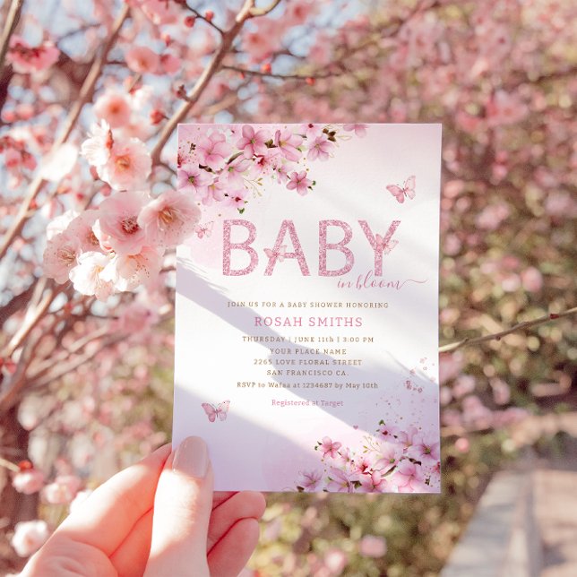 Boho Pink Floral Baby in Bloom Girl Baby Shower Invitation (Creator Uploaded)