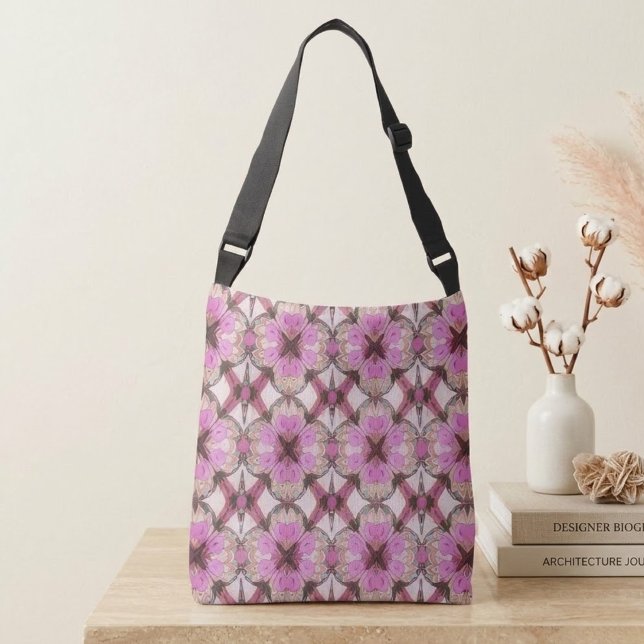 Boho Pink Floral Crossbody Bag (Creator Uploaded)