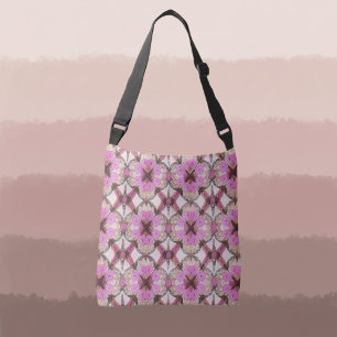 Boho Pink Floral Crossbody Bag