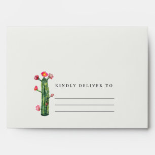 BOHO PINK FLORAL DESERT CACTI FOLIAGE ADDRESS ENVELOPE