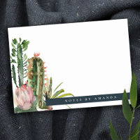 BOHO PINK FLORAL DESERT CACTI FOLIAGE WATERCOLOR