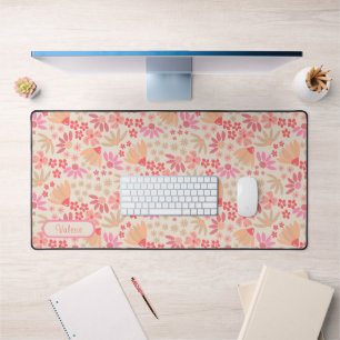 Boho Pink Floral Desk Mat