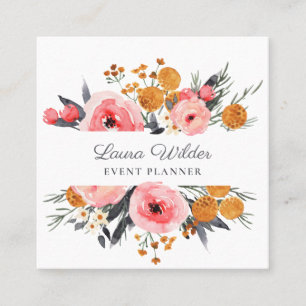 Boho Pink Floral Event Planner Business Card