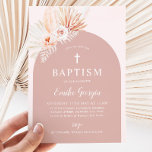 Boho Pink Floral Girls Baptism Christening Invitation<br><div class="desc">Pink arch boho floral girls baptism or christening invitation. A modern Christening or Baptism invitation for your little girls special day.</div>