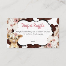 Boho Pink Floral Highland Cow Diaper Raffle