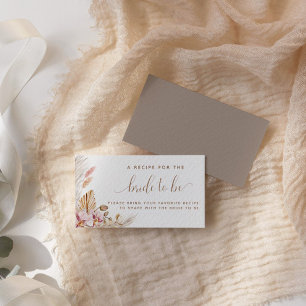 Boho Pink Floral Share A Recipe   Bridal Shower Enclosure Card