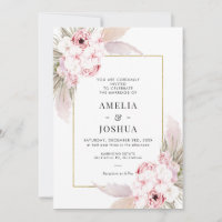 Boho Pink Floral With Gold Frame Wedding