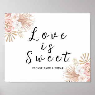 Boho Pink Florals Love is Sweet Sign