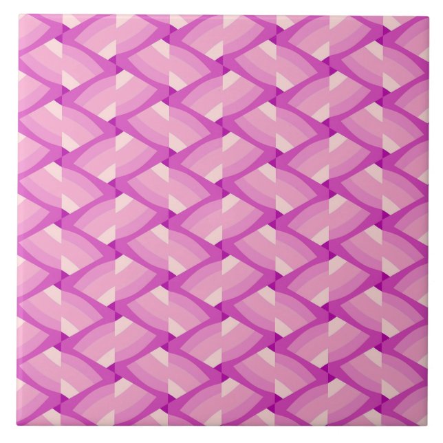Boho Pink Geometric Mid-Century Modern Tile (Front)