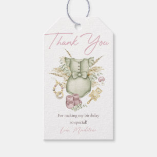 Boho Pink Girl Baby Shower Thank You Tag