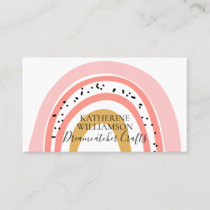 Boho Pink Gold Rainbow Business Card