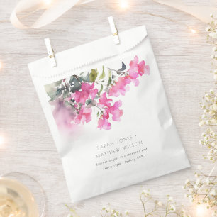 Boho Pink Green Tropical Bougainvillea Wedding Favour Bags