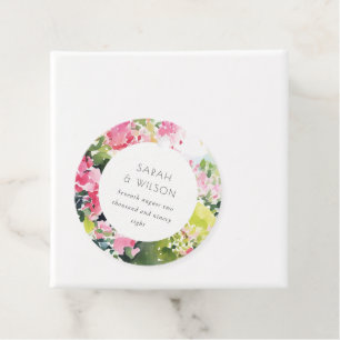 Boho Pink Green Tropical Bougainvillea Wedding Favour Tags