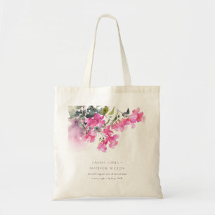 Boho Pink Green Tropical Bougainvillea Wedding Tote Bag