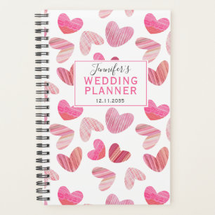 Boho Pink Heart All Over Pattern Wedding Planner