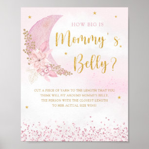 Boho Pink How big is mummy's belly Baby shower Poster